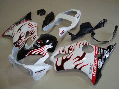 Online Blanco Rojo Negro Brillante Llama Carenado Moto Honda CBR600 F4i 2001-2003