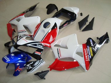 Online Blanco Rojo Azul Negro Brillante Estrella Lee Carenado Moto Honda CBR600RR 2003-2004
