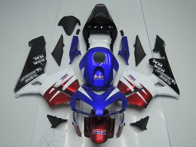 Online Blanco Rojo Azul Negro Brillante HRC Carenado Moto Honda CBR600RR 2003-2004