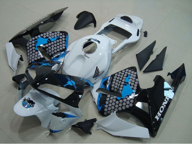 Online Blanco Azul Negro Brillante Carenados Moto Honda CBR600RR 2003-2004