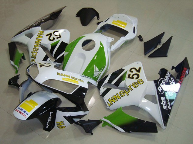Online Blanco Verde Amarillo Negro Brillante Hannspree 52 Carenado Moto Honda CBR600RR 2003-2004