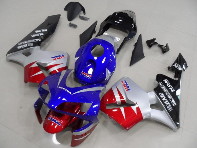 Online Plata Rojo Azul Negro Brillante HRC Carenado Moto Honda CBR600RR 2003-2004