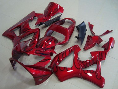 Online Rojo Negro Brillante Llama Carenado Moto Honda CBR900RR 929 2000-2001