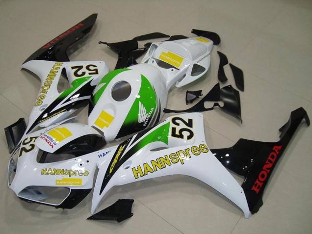 Online Blanco Verde Amarillo Negro Brillante Hannspree 52 Carenado Moto Honda CBR1000RR 2006-2007