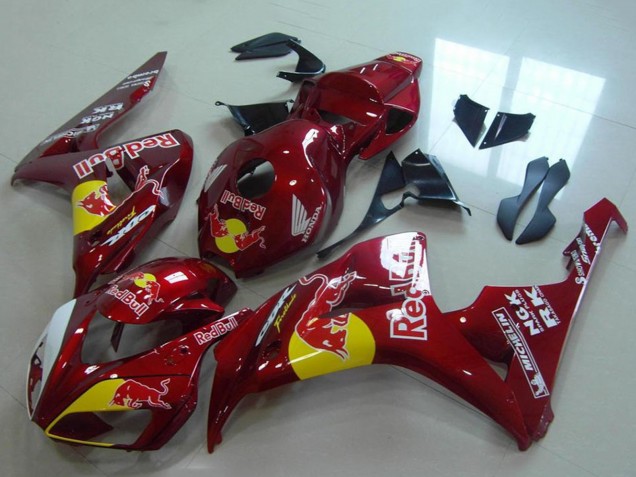 Online Rojo Amarillo Blanco Rojo Bull Carenado Moto Honda CBR1000RR 2006-2007