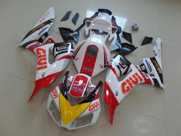 Online Blanco Rojo Amarillo Negro Brillante Givi HRC Carenado Moto Honda CBR1000RR 2006-2007