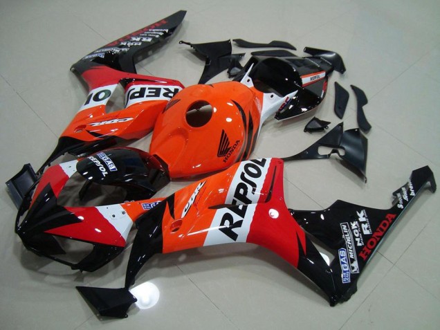 Online Naranja Blanco Rojo Negro Brillante Repsol Kits Carenados Moto Honda CBR1000RR 2006-2007