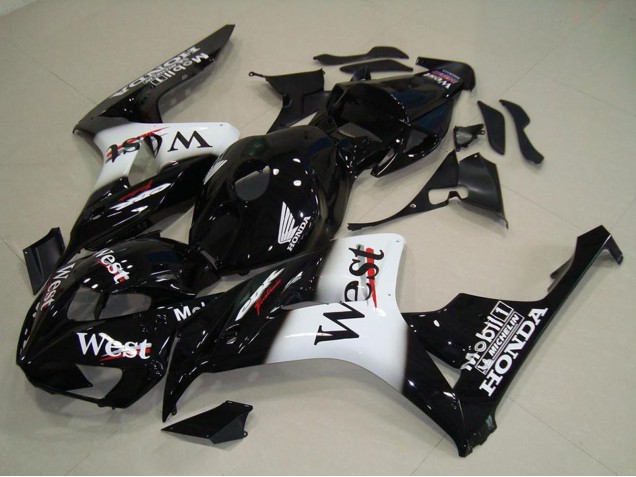 Online Negro Brillante Blanco West Carenado Moto Honda CBR1000RR 2006-2007