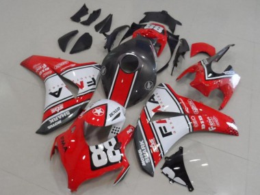 Online Blanco Rojo Negro Mate Dunlop Fiamm 88 Carenado Moto Honda CBR1000RR 2008-2011