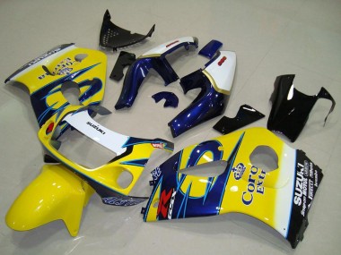 Online Blanco Amarillo Azul Corona Carenado Moto Suzuki GSXR 600 1996-2000