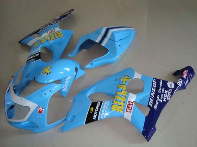 Online Azul Claro Amarillo Negro Blanco Amarillo Rizla Carenado Moto Suzuki GSXR 1000 2000-2002