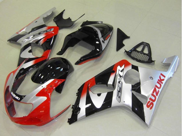 Online Plata Rojo Negro Brillante Carenado Moto Suzuki GSXR 1000 2000-2002