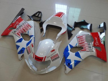 Online Blanco Rojo Azul Estrella Carenado Moto Suzuki GSXR 1000 2000-2002