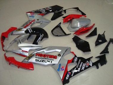 Online Plata Rojo Negro Hooters Carenado Moto Suzuki GSXR 1000 2005-2006