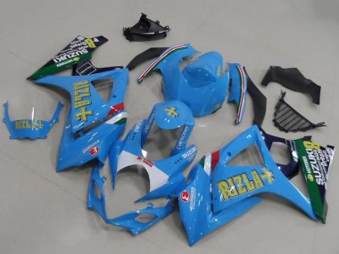 Online Azul Blanco Amarillo Negro Rizla Carenado Moto Suzuki GSXR 1000 2007-2008