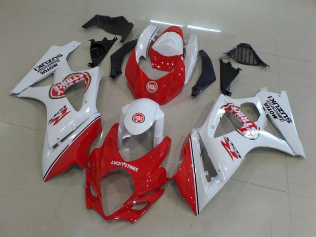 Online Blanco Rojo Lucky Strike Carenados Moto Suzuki GSXR 1000 2007-2008