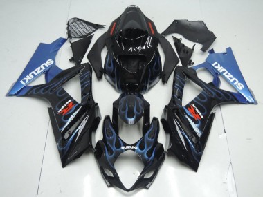 Online Negro Brillante Azul Llama Kits Carenados Moto Suzuki GSXR 1000 2007-2008
