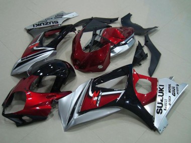 Online Rojo Plata Negro Brillante Carenados Moto Suzuki GSXR 1000 2007-2008