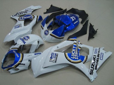 Online Blanco Azul Lucky Strike Carenado Moto Suzuki GSXR 1000 2007-2008