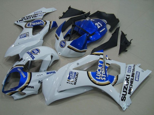 Online Blanco Azul Lucky Strike Carenado Moto Suzuki GSXR 1000 2007-2008