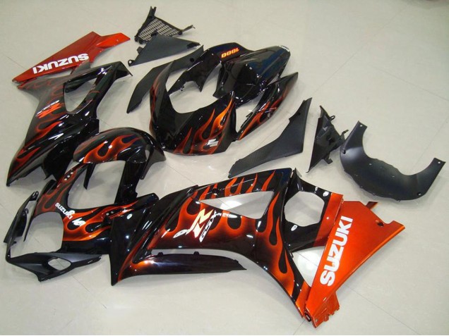 Online Negro Brillante Naranja Llama Carenado Moto Suzuki GSXR 1000 2007-2008