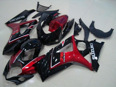 Online Rojo Negro Brillante Carenados Moto Suzuki GSXR 1000 2007-2008