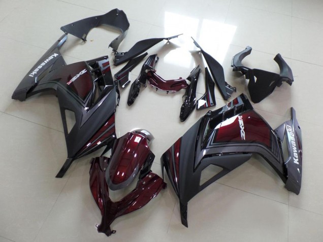 Online Rojo Granate Gris Mate Carenado Moto Kawasaki ZX300R 2013-2018