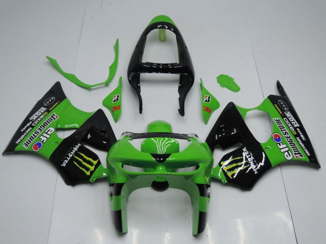 Online Verde Negro Brillante Amarillo Elf Bridgestone Monstruo Carenado Moto Kawasaki ZX6R 1998-1999