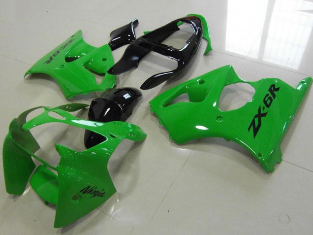 Online Verde Negro Brillante Carenados Moto Kawasaki ZX6R 2000-2002