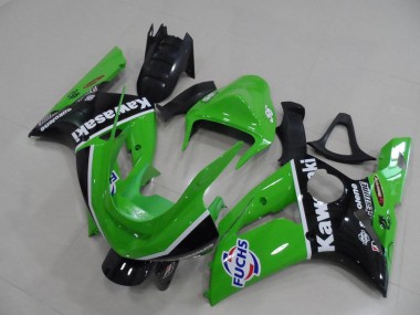 Online Verde Blanco Negro Fuchs Carenado Moto Kawasaki ZX6R 2003-2004