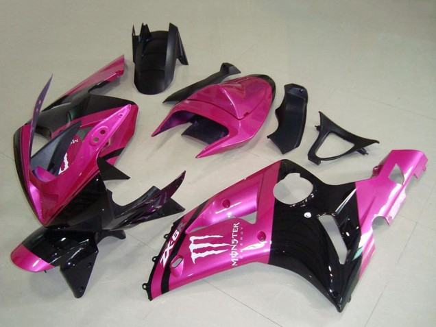 Online Rosa Negro Blanco Monstruo Carenado Moto Kawasaki ZX6R 2003-2004