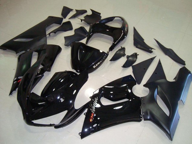 Online Negro Brillante Negro Mate Plata Rojo Carenado Moto Kawasaki ZX6R 2005-2006