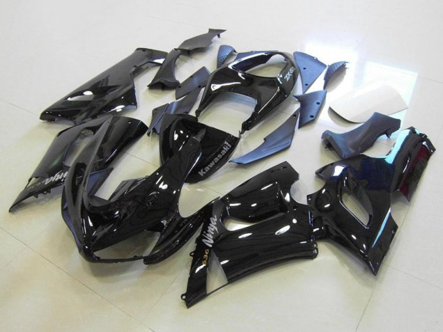 Online Negro Brillante Plata Calcomanías Carenado Moto Kawasaki ZX6R 2005-2006