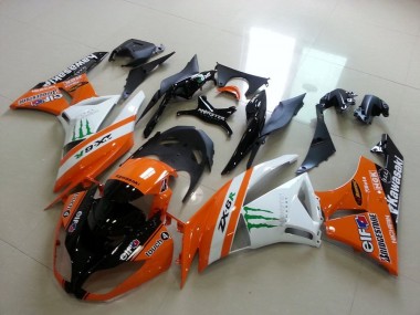 Online Naranja Blanco Negro Brillante Verde Elf Bridgestone Monstruo Carenado Moto Kawasaki ZX6R 2009-2012