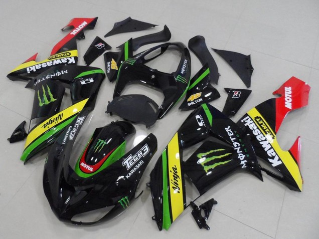 Online Negro Brillante Rojo Amarillo Verde Monstruo Carenado Moto Kawasaki ZX10R 2006-2007