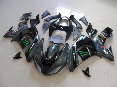 Online Negro Brillante Negro Mate Verde Elf Touch4 Monstruo Energy Carenado Moto Kawasaki ZX10R 2006-2007