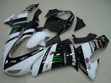 Online Blanco Negro Brillante Verde Elf Monstruo Carenado Moto Kawasaki ZX10R 2006-2007