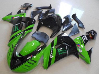 Online Verde Negro Brillante Monstruo Carrera Carenado Moto Kawasaki ZX10R 2006-2007