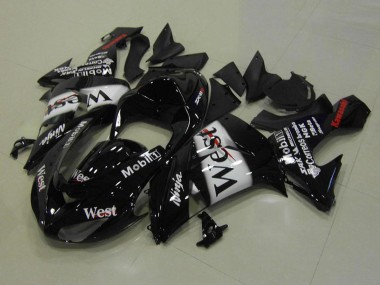 Online Negro Brillante Blanco West Rojo Carenado Moto Kawasaki ZX10R 2006-2007