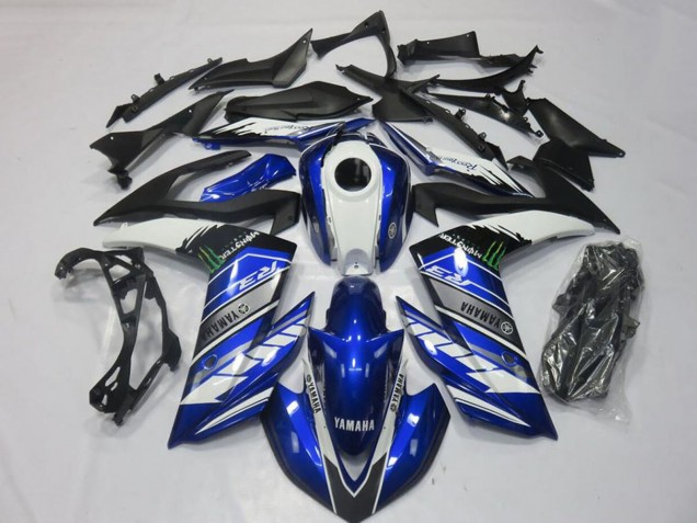 Online Azul Blanco Negro Verde Monstruo Carenado Moto Yamaha YZF R3 2015-2018