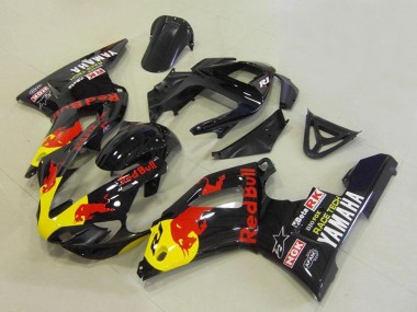 Online Negro Brillante Amarillo Rojo Bull Carenado Moto Yamaha YZF R1 2000-2001