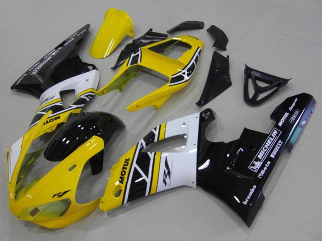 Online Amarillo Blanco Negro Anniversary Motul Michelin Carenado Moto Yamaha YZF R1 2000-2001