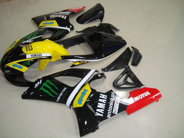 Online Negro Brillante Amarillo Blanco Rojo Monstruo Motul Carenado Moto Yamaha YZF R1 2000-2001