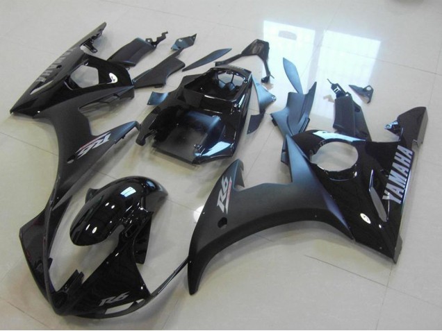 Online Negro Brillante Negro Mate Plata Calcomanías Carenado Moto Yamaha YZF R6 2003-2004