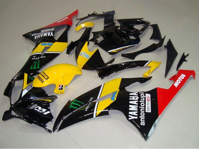 Online Amarillo Rojo Negro Brillante Verde Monstruo Motul Carenado Moto Yamaha YZF R6 2008-2016
