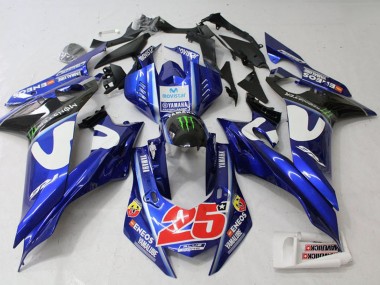 Online Blanco Azul Verde Monstruo MoviStar Carenados Moto Yamaha YZF R6 2017-2023