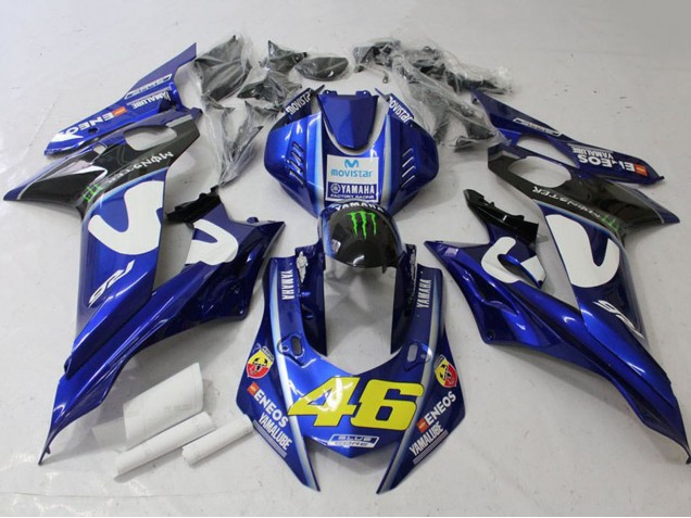 Online Blanco Azul Verde Monstruo MoviStar Carenado Moto Yamaha YZF R6 2017-2023