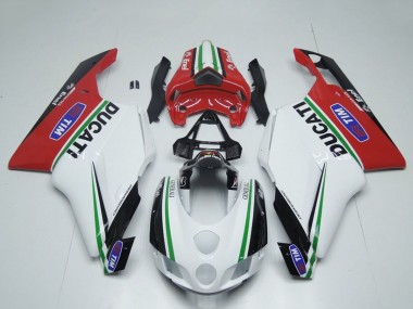Online Blanco Rojo Verde Negro Brillante Enel Generali Tim Carenado Moto Ducati 749 999 2005-2006