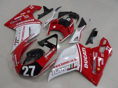 Online Blanco Rojo Negro Brillante Banner 27 Carenado Moto Ducati 1098 2007-2014