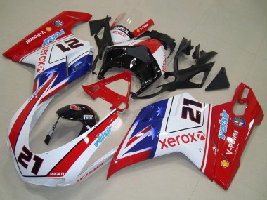 Online Blanco Rojo Azul Negro Brillante Valsir Xerox 21 Carenado Moto Ducati 1098 2007-2014